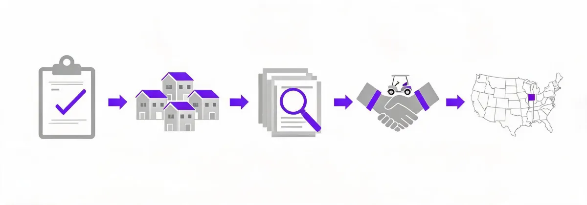Illustrated sourcing path from buyer requirement to destination